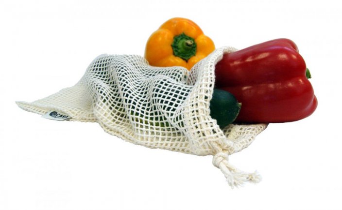 Sieťové vrecko z biobavlny na ovocie a zeleninu – malé (30 × 20 cm) – bezobal